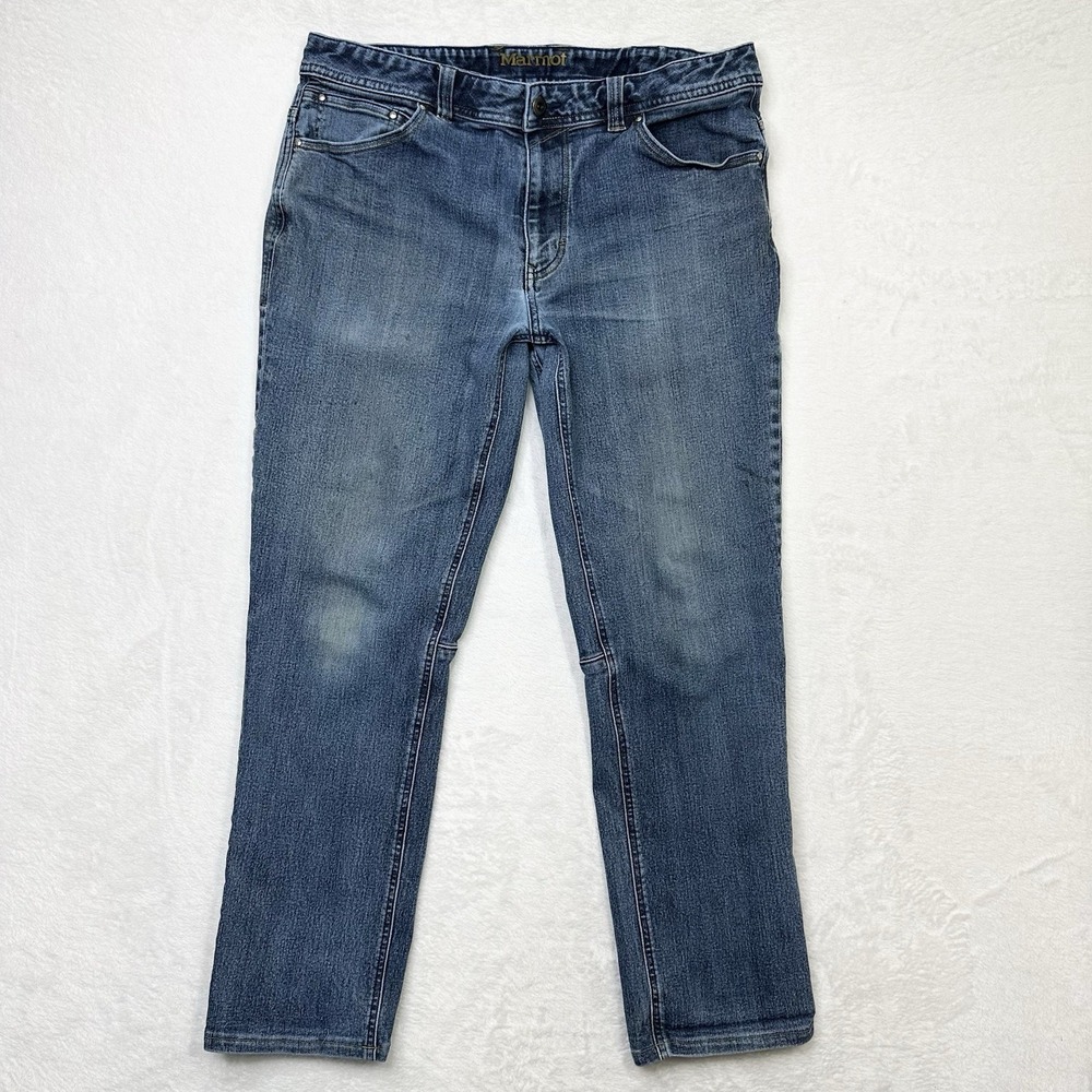 Marmot Jeans Mens 36  Blue Denim Cowan Slim Fit Measures‎ 34x27.5 Faded K 43490